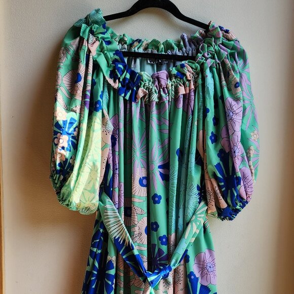 NWT Anthropologie "OOPSCOOL" Off-The-Shoulder Printed Dress Size Large - Picture 6 of 16